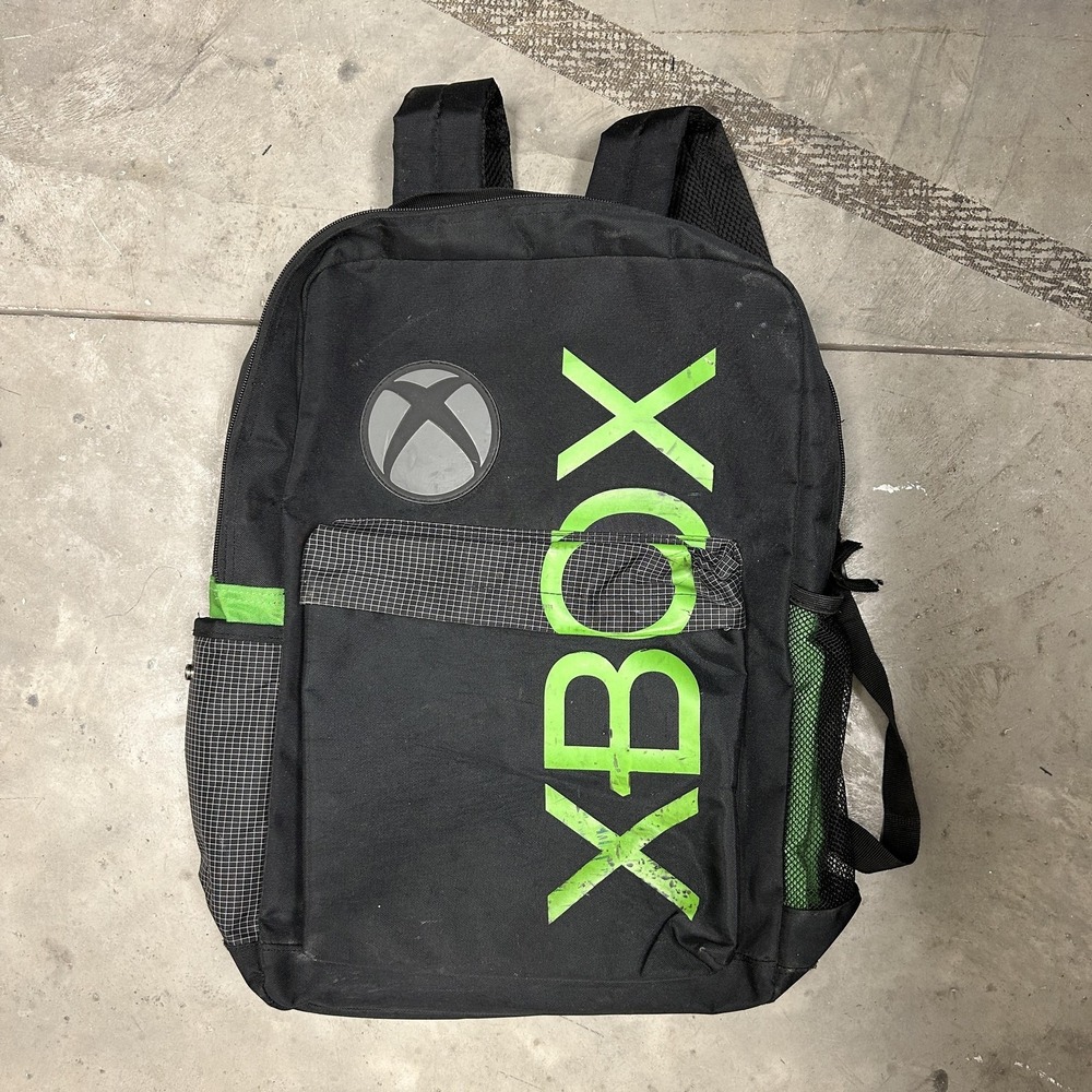 Vintage Y2K Xbox Black Green Logo Padded Backpack School Gaming Laptop Bag